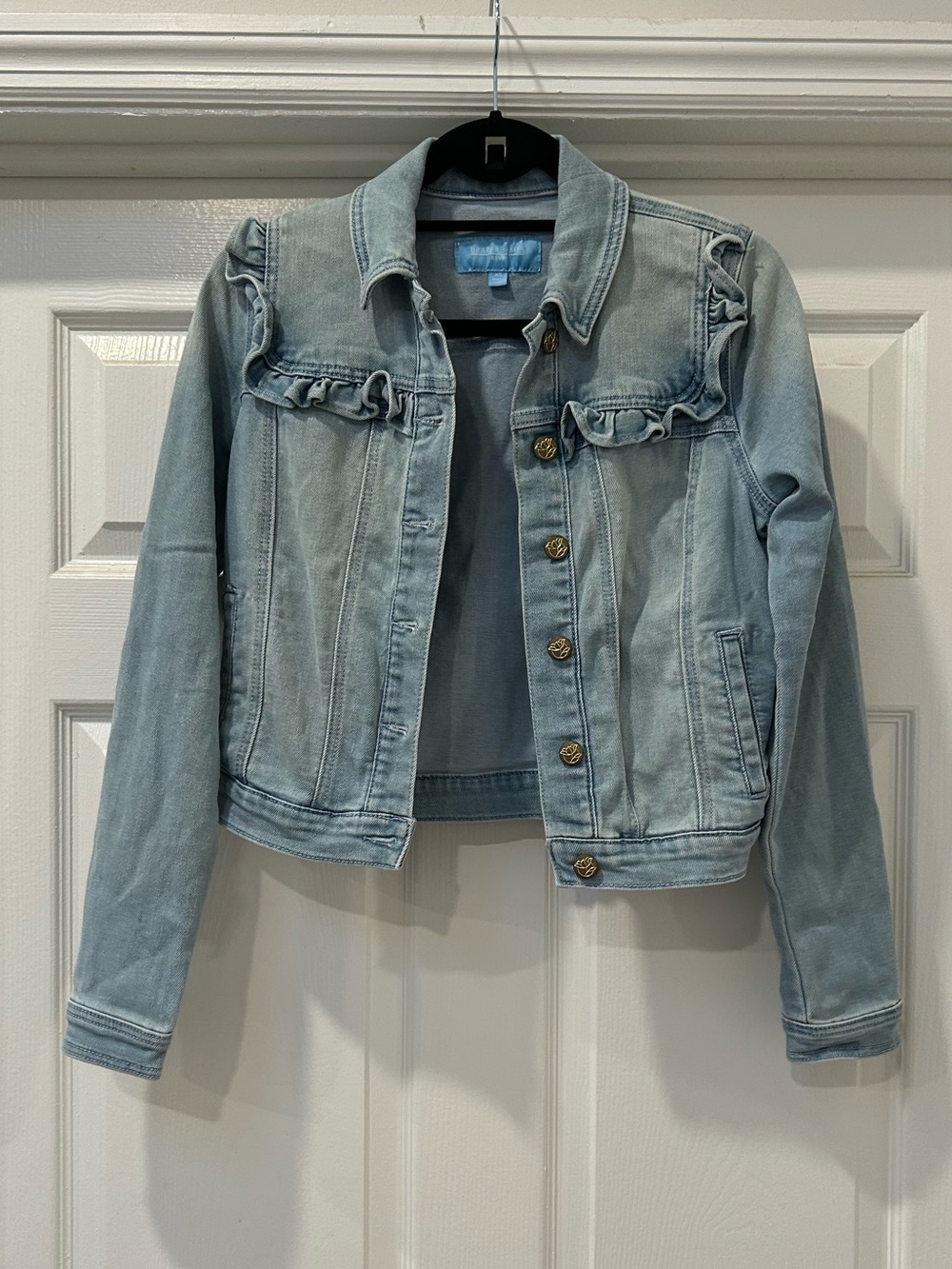 Draper James RSVP Denim Ruffle Detail Jacket Size XS
